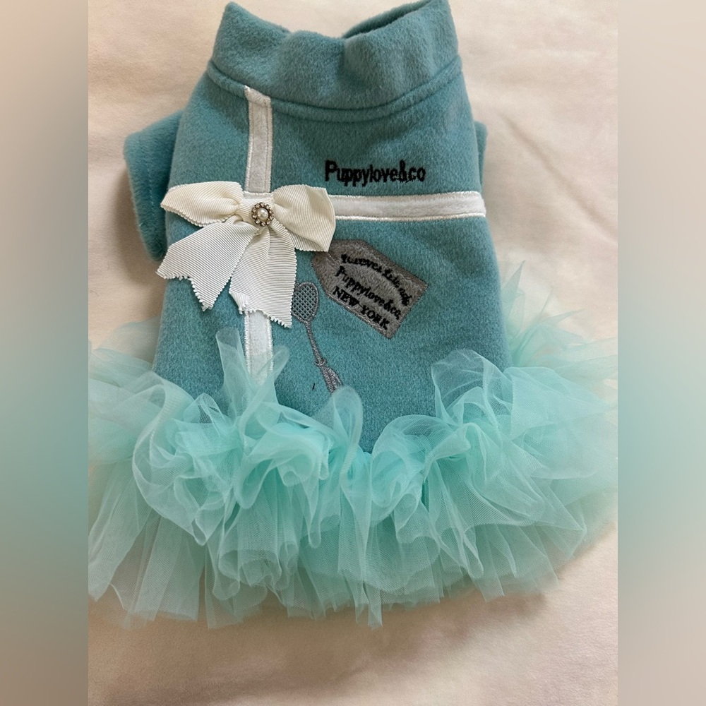 Barkfest at Sniffany’s- Teal Dog Dress with Tulle Skirt- Size Small 🐾